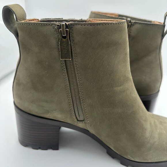 Vionic Wilma Olive Nubuck Ankle Boots Waterproof Size EU 40 / US 8.5 Chunky Heel - Picture 9 of 12